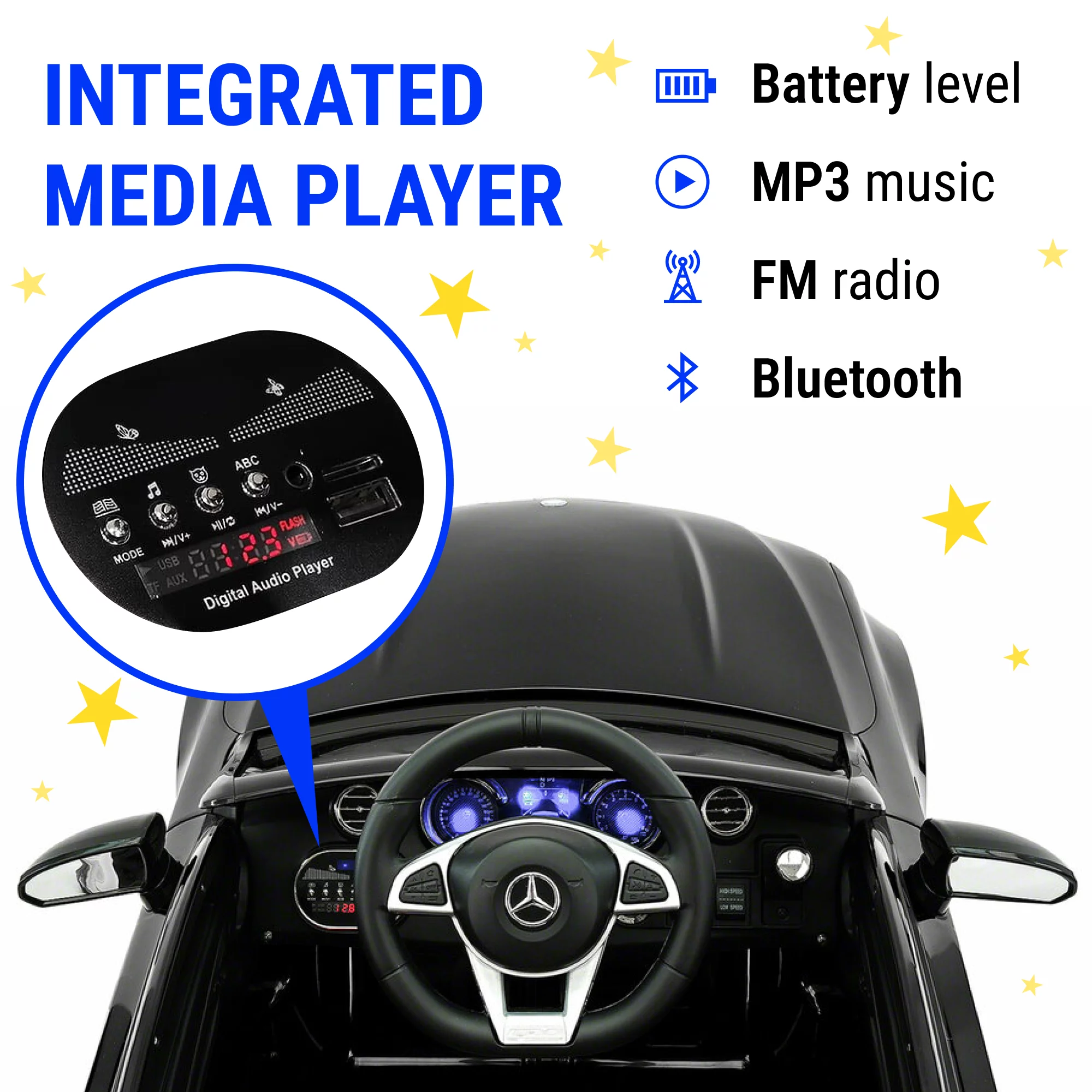 Mercedes Benz Kids Ride On Car 12V Licensed Electric Cars Motorized Vehicles for Boys, Remote Control, Leather Seat, Music, Horn