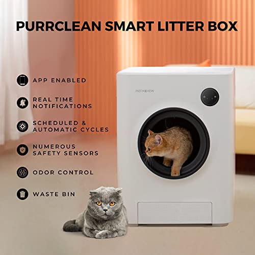 INSTACHEW Purrclean Automatic Self Cleaning Cat Litter Box, Smart App Enabled Litter Box, Large Capacity for Multiple Cats