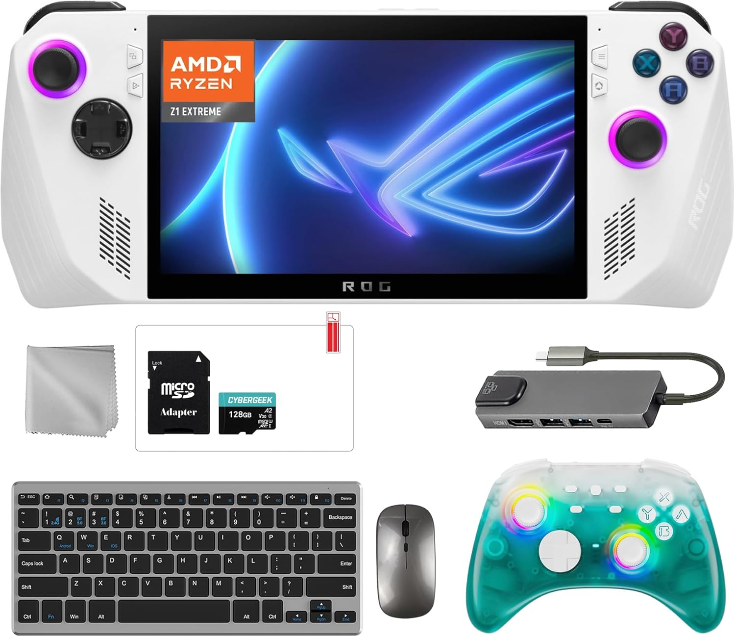 ASUS ROG Ally 2TB SSD Gaming Handheld 7-inch Touchscreen 120Hz FHD 1080p AMD Ryzen Z1 Extreme Processor, Black Ice Wireless Pro Controller, Hub