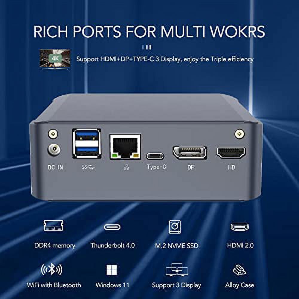 11th Mini PC Windows 11, Core i5 1135G7, 16GB DDR4 RAM 1TB NVME SSD, HD2.0, DP, 4K HTPC, USB-C full feature, Thunder-bolt4, Gigabit Lan