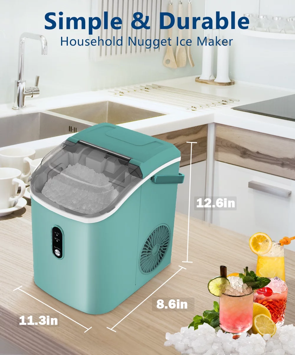 COWSAR 33lbs Countertop Nugget Ice Maker, Potable with Scoop,聽Soft Nugget Ice Ready in 10mins, Red