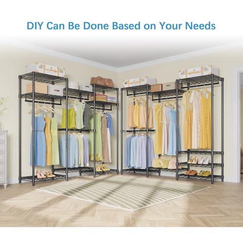 VIPEK V5 Portable Closet Wardrobe Heavy Duty Clothes Rack, Freestanding Clothing Rack with 4 Hang Rods & 8 Shelves, Adjustable Closet Racks