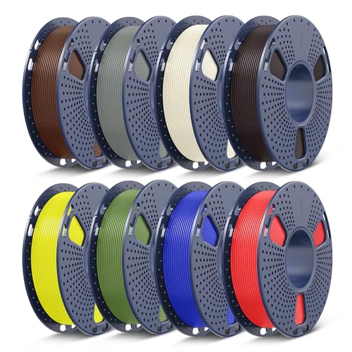 SUNLU 3D Printer Filament Bundle, PLA Plus Filament 10KG 1.75mm, Neatly Wound Filament for Most 3D Printer, 10 Colors, 1kg Spool