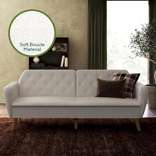 Novogratz Tallulah Memory Foam Futon, Convertible Couch, Camel Faux Leather