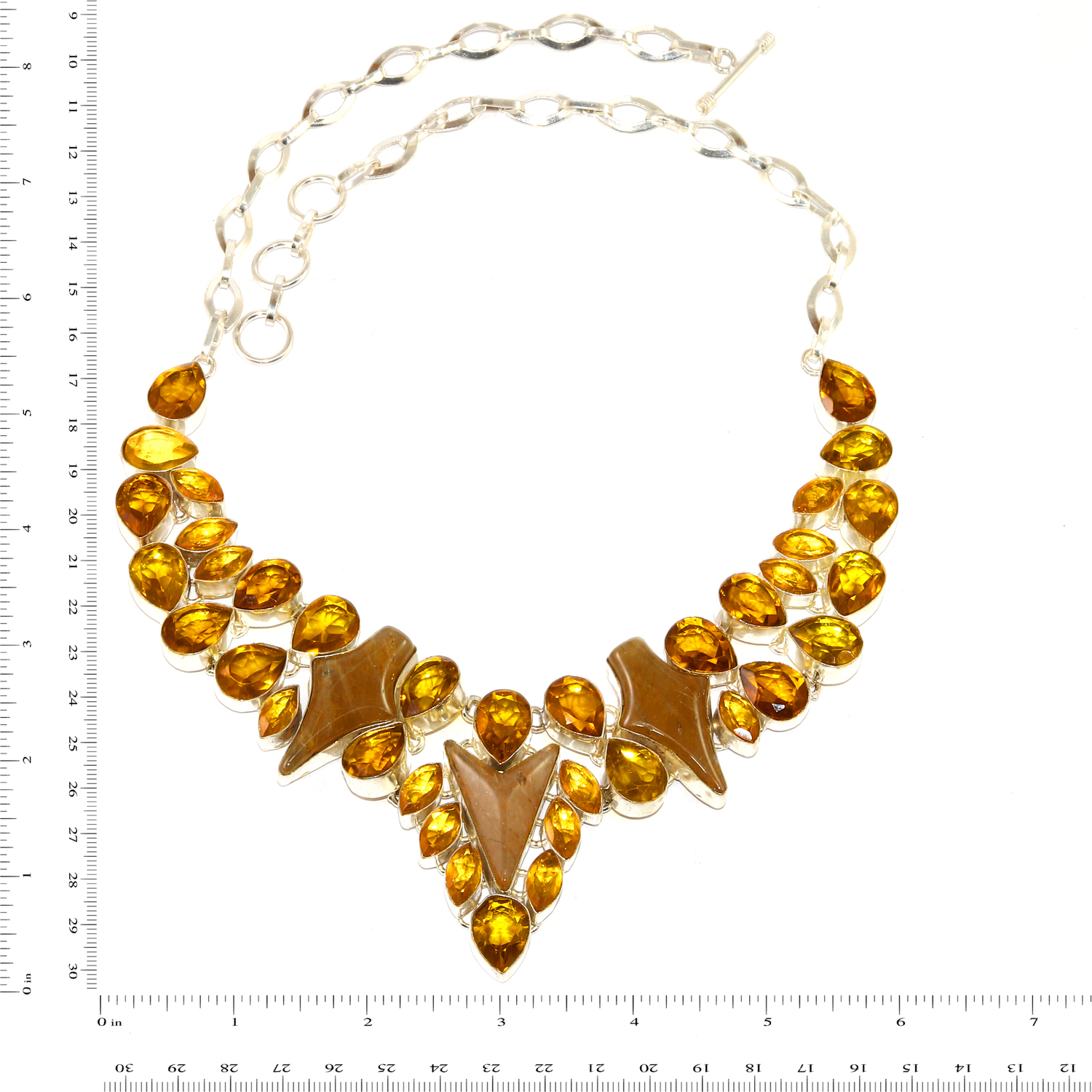 Citrine Quartz Golden Rutile 925 Silver Jewelry Necklace 16-18''