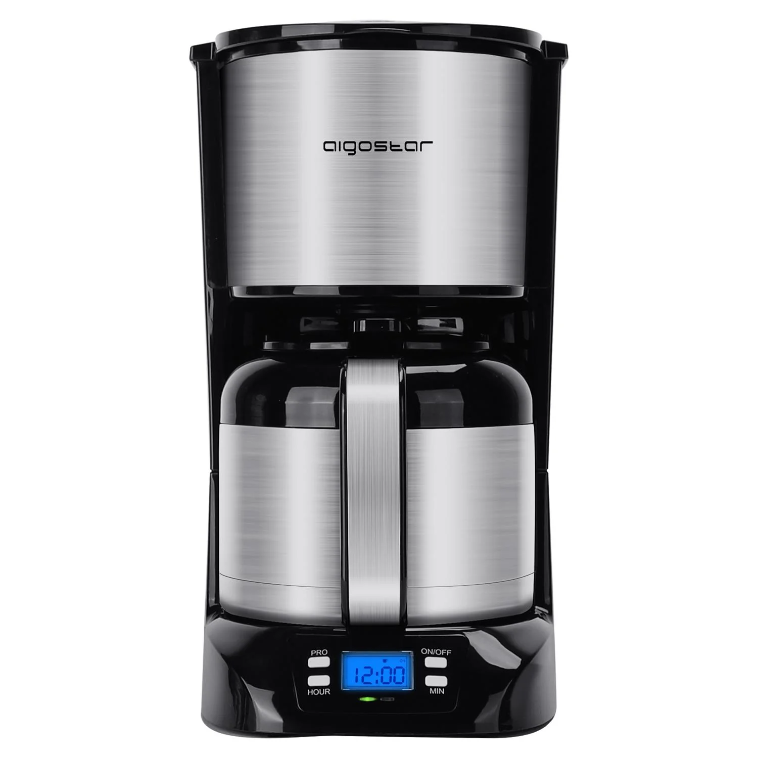 Aigostar 40oz Coffee Maker 8-10 cup, Stainless Steel Thermal Coffeemaker, Timer and Reusable Filter, Anti-Drip System