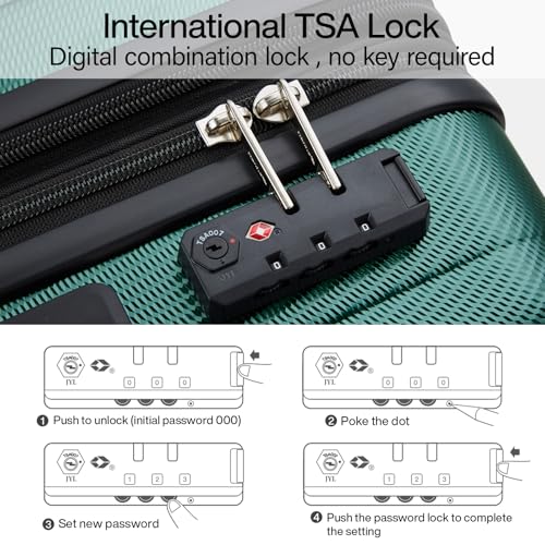 Hanke 29 Inch Luggage Suitcases With Spinner Wheels Lightweight PC hardside Rolling Suitcase With Travel Lock, Checked-Large 29-Inch(Blackish Green)