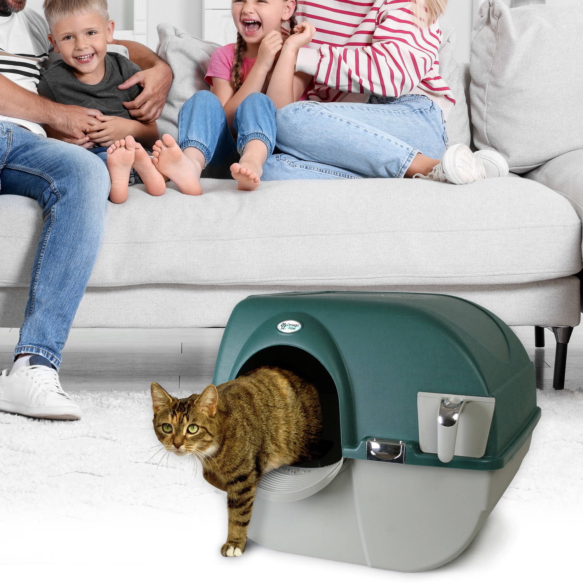 Omega Paw Premium Roll 'N Clean Self Cleaning Litter Box, Large, Green - Curated Treasures Market
