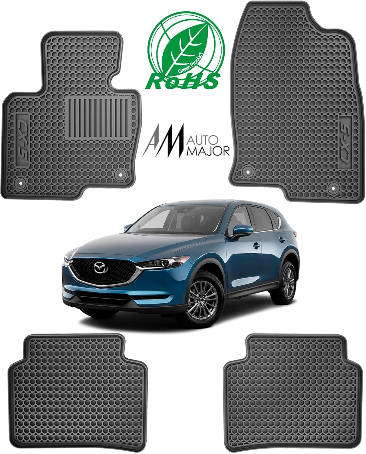 Floor Car Mat Set Replacement for Mazda CX-5 2017+ All Weather Floor Mats - CX-5 All Weather Interior Floor Liners by Automajor