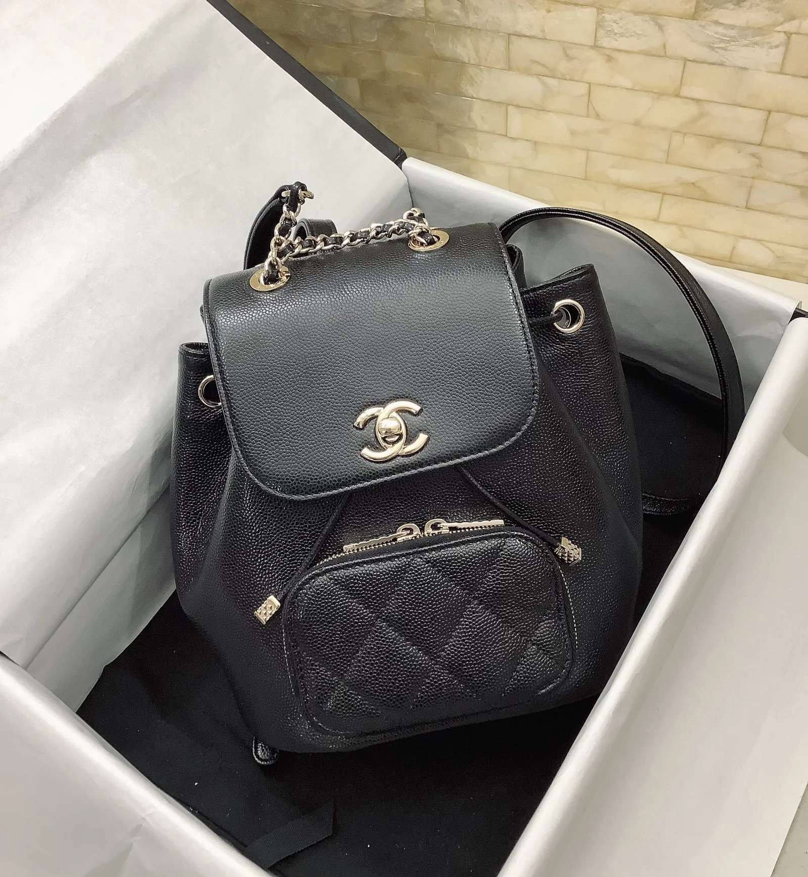 Chanel Small Affinity Backpack Black For Women, Women&rsquo;s Bags 9.8in/25cm