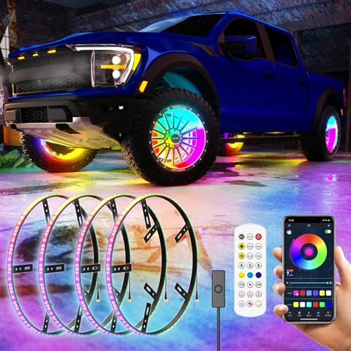 SUNPIE Wheel Lights for Truck - Universal 14.5’’ RGB Rim Light for Car/SUV