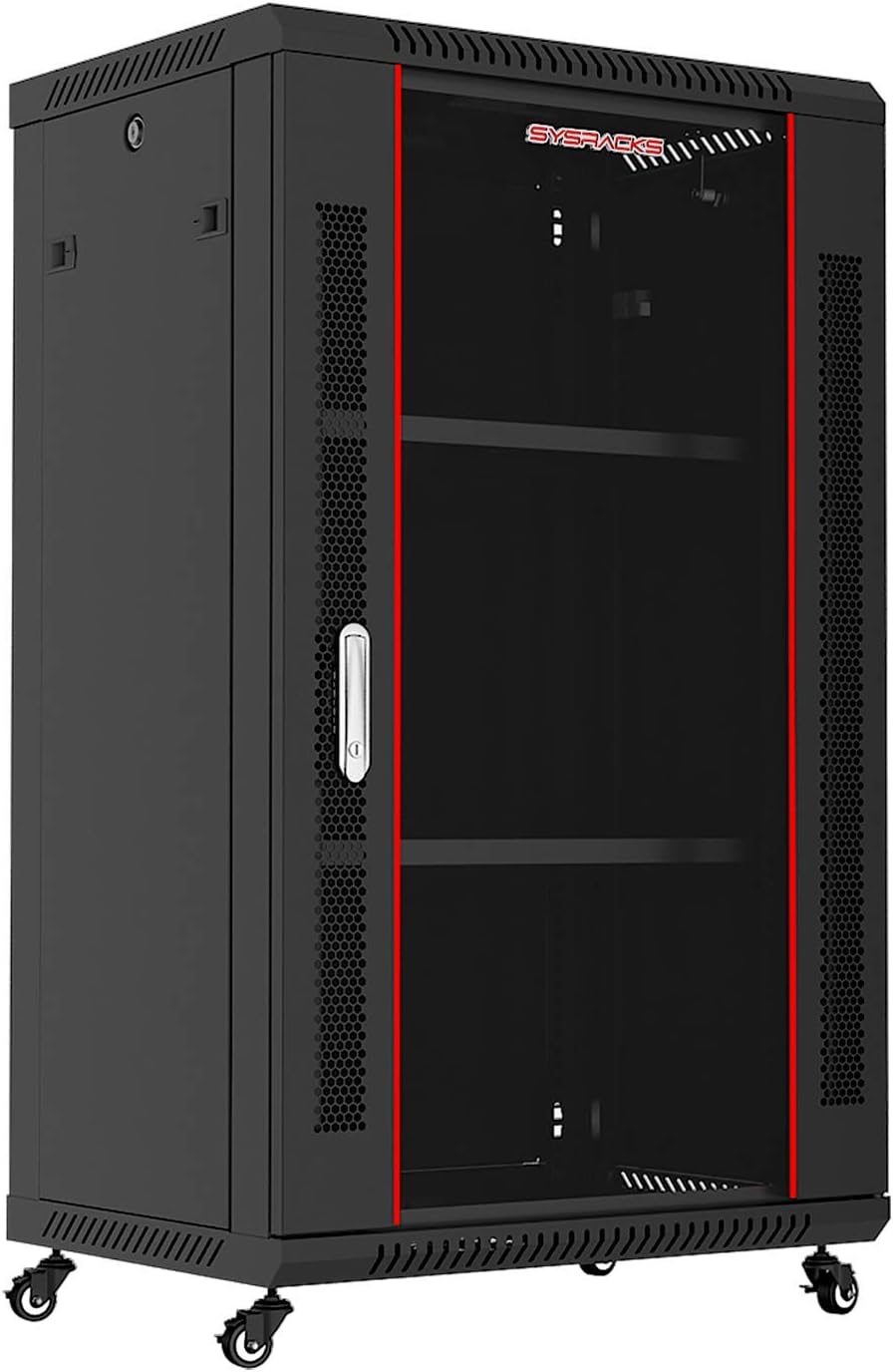 Server Rack 18U Wall Mount Server Rack Locking Wall Cabinet 19 Inch Rack Av Audio Video Rack Lockable Cabinet Network Rack with PDU - Shelf