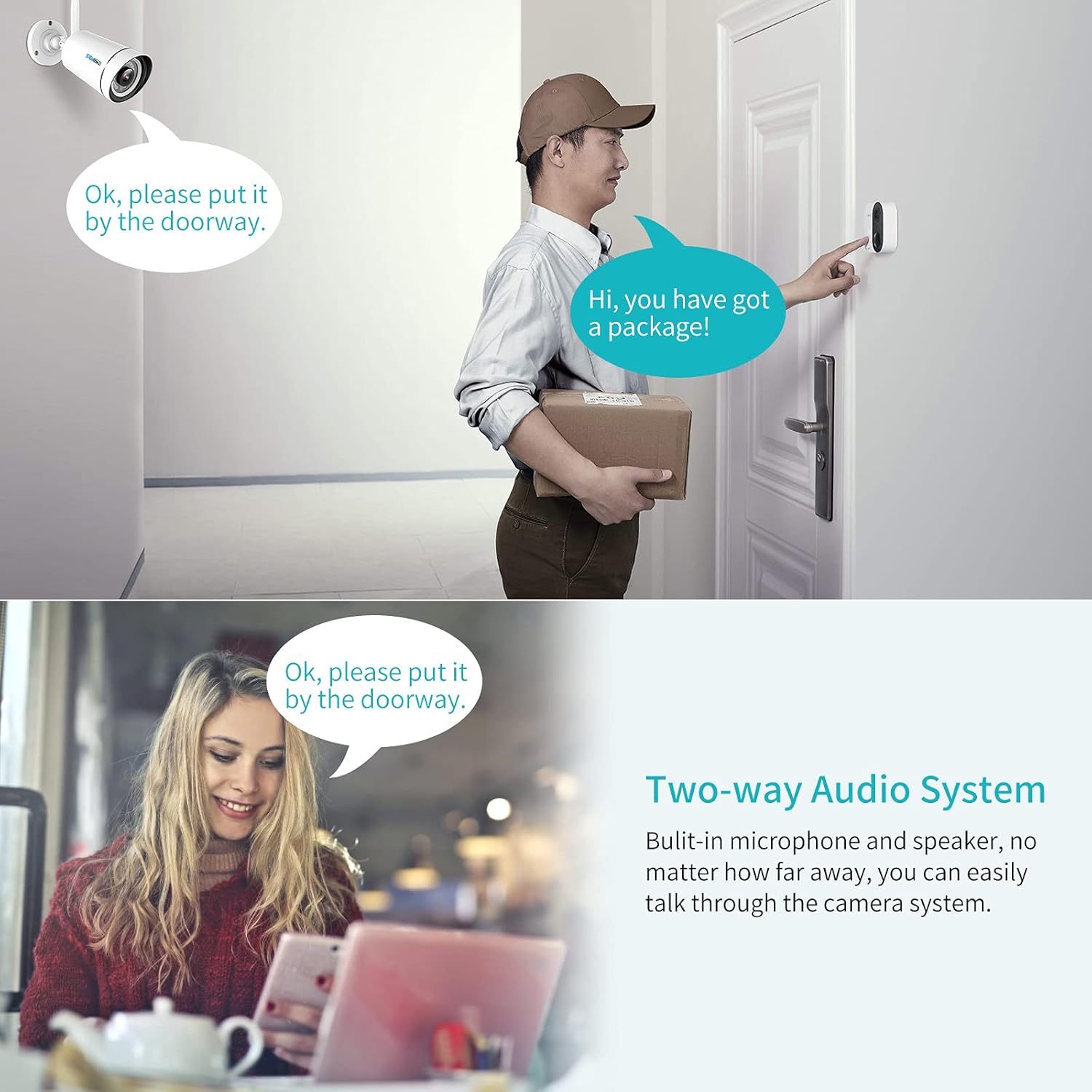 【Facial Recognition,2K】 SOVMIKU WiFi Security Camera System,Without Hard Drive,Two Way Audio,Ultra Long Range,8Channel NVR,Mobile&PC Remote