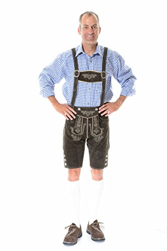 Authentic Lederhosen German Lederhosen Outfit Bavarian Clothing, BERGKRISTALL Dark Brown