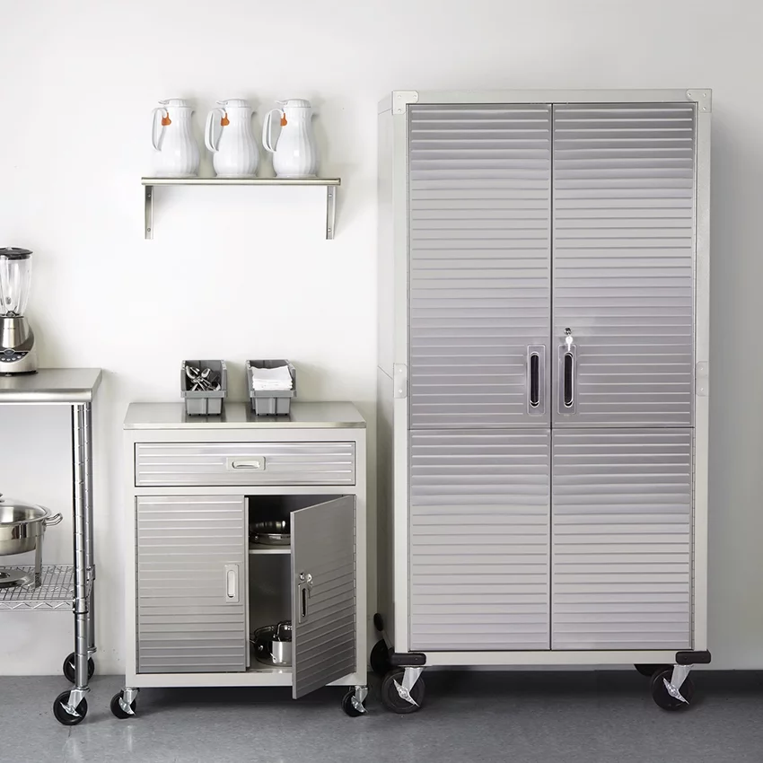 Seville Classics UltraHD Steel Body Lockable Storage Filing Cabinet Organizer Locker Shelving Unit 36" W x 18" D x 72" H, Granite Gray