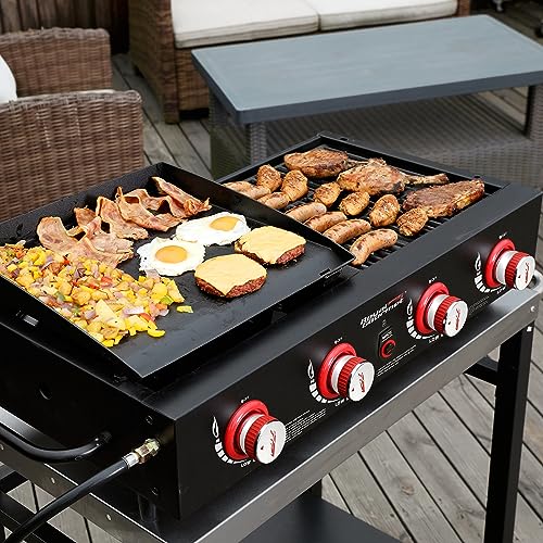 Royal Gourmet GD4002T 4-Burner Tailgater Grill and Griddle Combo, Portable Flat Top Propane Gas Grill with 40