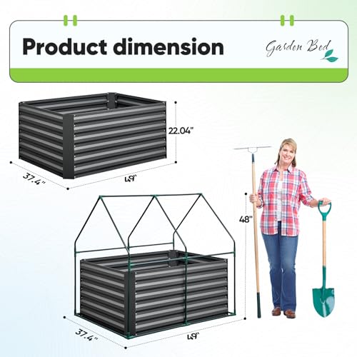 Quictent Raised Garden Bed Galvanized Raised Beds for Gardening Vegetables with Cover 8x4x1 ft Metal Planter Box Outdoor Use (Clear)