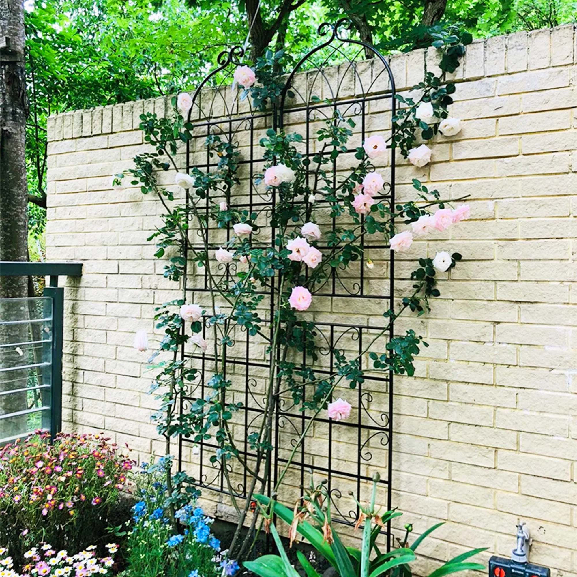 High Climbing Plants Support Rose Arch Outdoor, Metal Garden Trellis Black - Radiant Selections