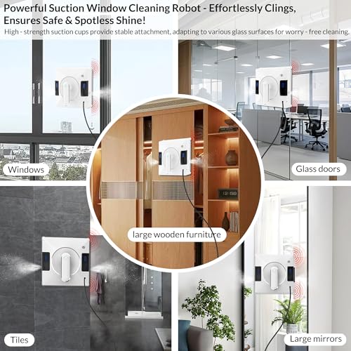 Smart Window Cleaning Robot With Dual Water Spray,3800pa Suction, Multiple Anti - Fall Protection,AI Path Planning,App & Remote Control