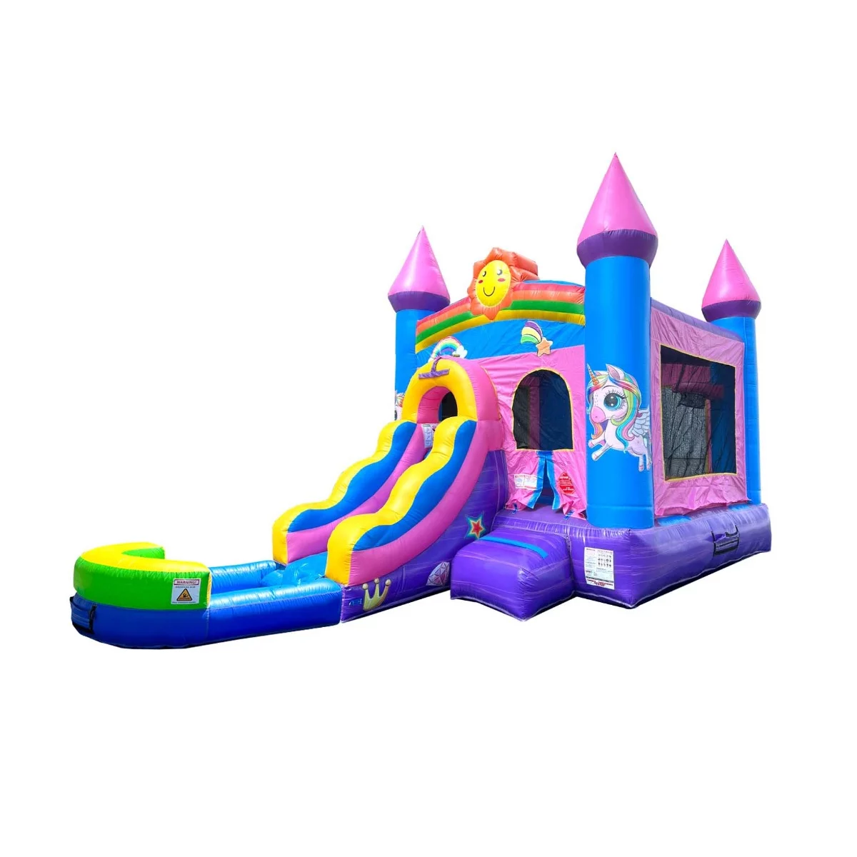 Pogo Bounce House Pink Smiley Face and Unicorn Inflatable Trio