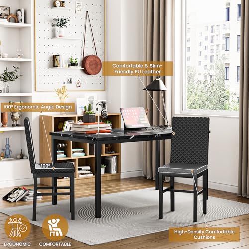 Recaceik Dining Table Set for 6, Faux Marble 7 Piece Dining Table Set with Chairs