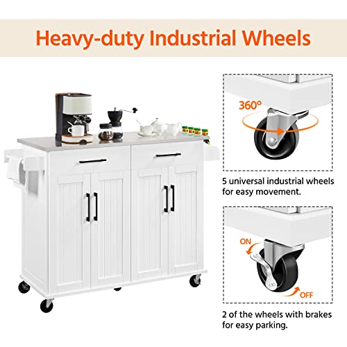 Yaheetech Kitchen Island Cart with Storage & Stainless Steel Countertop