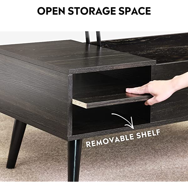 WLIVE Wood Lift Top Coffee Table with Hidden Compartment and Adjustable Storage Shelf, Lift Tabletop Dining Table for Home Living Room, Office