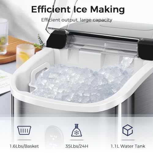 Kismile Nugget Ice Makers Countertop, 35Lbs/24H