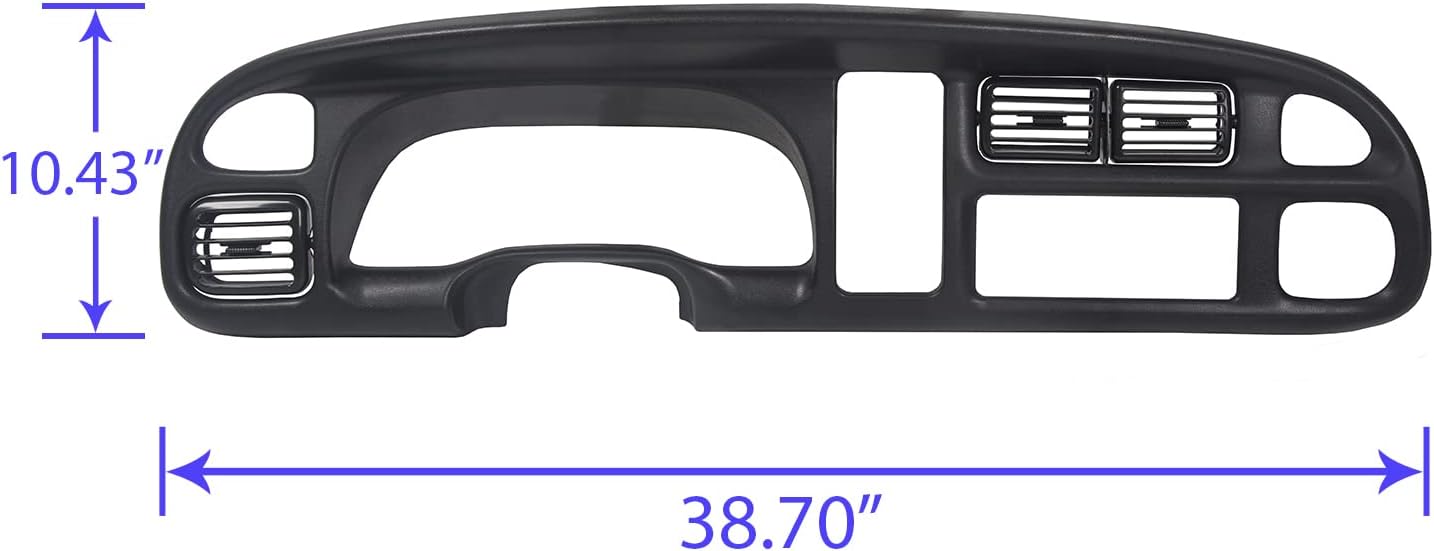 ECOTRIC Front Dash Pad Cover Overlay Dashboard Cap Compatible with 1998-2001 Dodge Ram Trucks Gray Molded Dash Bezel Protector