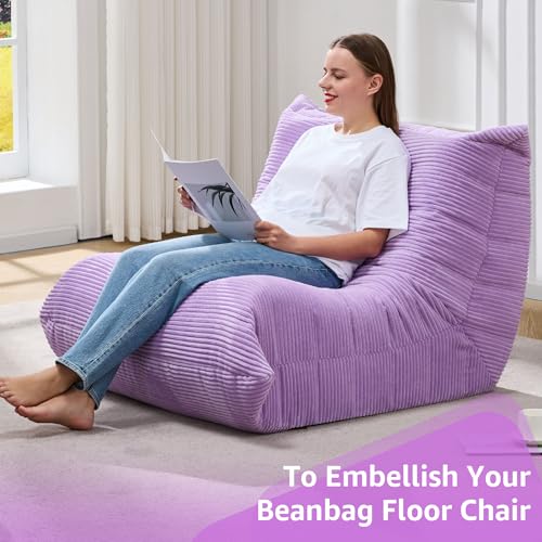Bean Bag Chairs for Adults Giant Bean Bag Chair Memory Foam BeanBag Chair Big Bean Bag Sofa with Filler Faux Fur Fireside Beanbags Lazy Sofa for