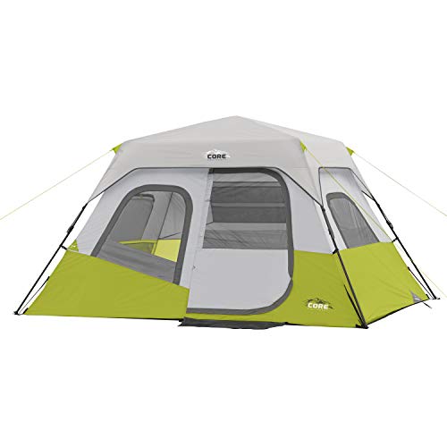 CORE Instant Cabin Tents | 6 Person / 9 Person / 10 Person / 12 Person Family Cabin Multi Room Pop Up Tents Car Camping | Included Storage Pockets