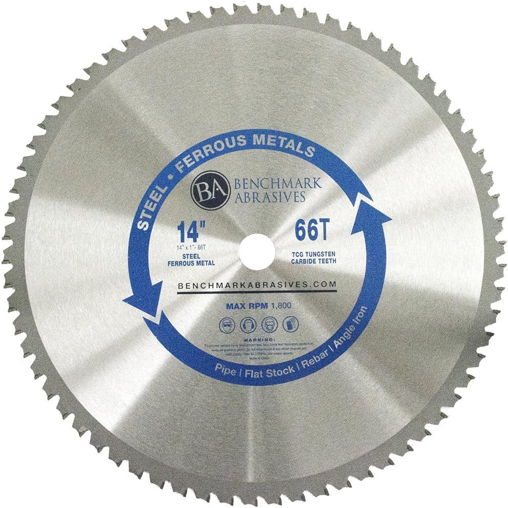 Benchmark Abrasives 14" 80 Tooth Tungsten Carbide Tips Saw Blade for Thin Steel and Ferrous Metals