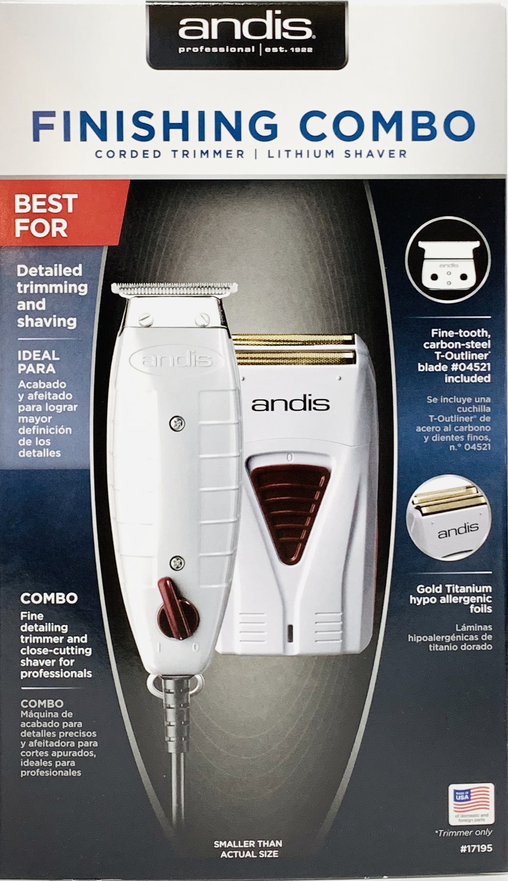 Andis 17195 Finishing Combo T-Outliner Trimmer & Pro-Foil Lithium Shaver