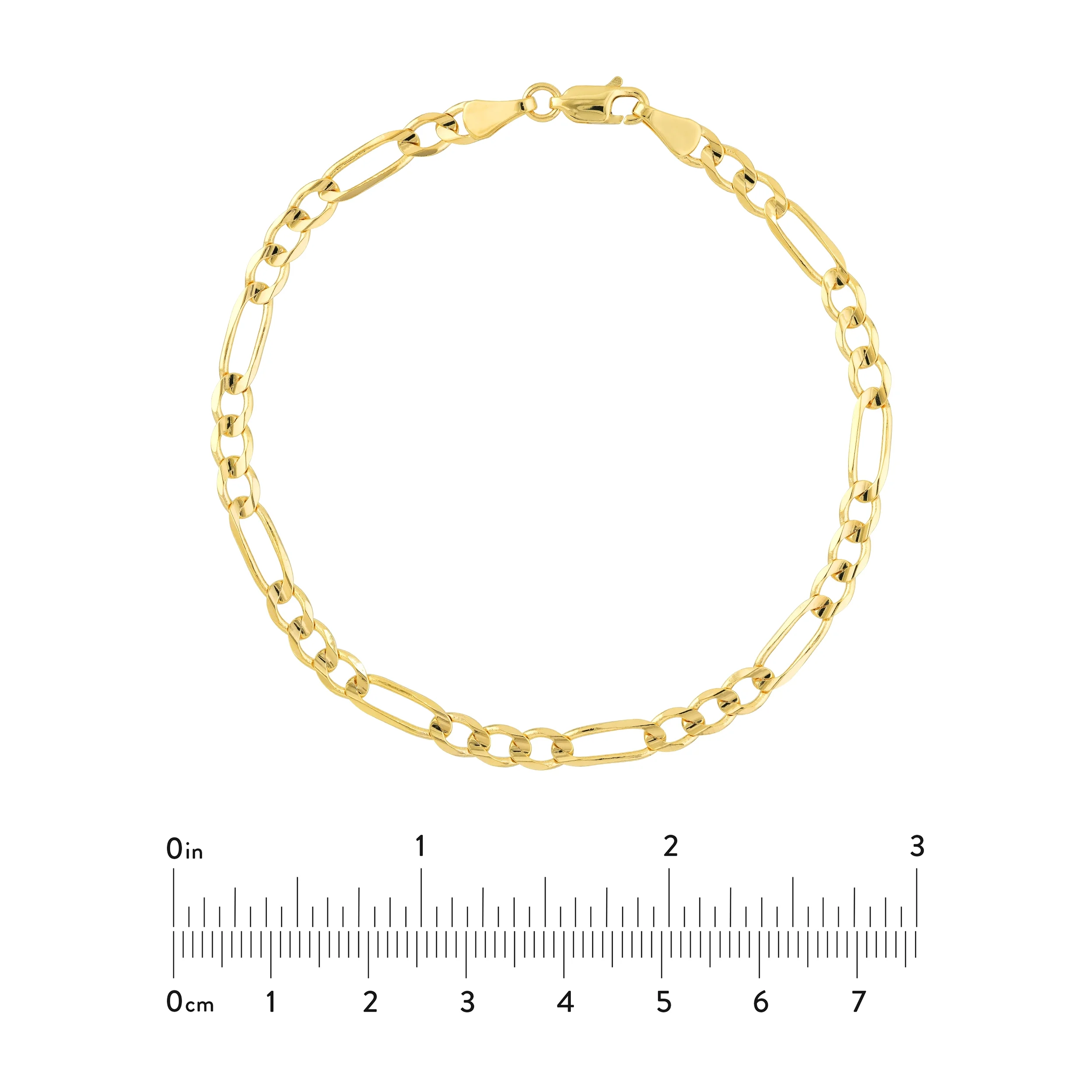 10K Yellow Gold 8" 4.5mm Light Concave Figaro Chain Necklace w/ Lobster Lock - Unisex