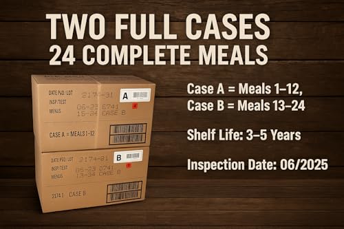 24 Military-Style MREs &ndash; Case A & B &ndash; Complete Meals with Flameless Heaters &ndash; Emergency Food Supply for Survival