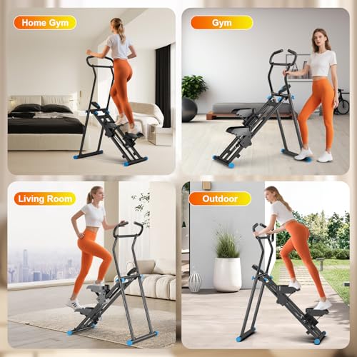 Foldable Stair Stepper Machine for Home Gym - 350LB Capacity Cardio Climber with LCD Monitor, Non-Slip Pedals & Handbar