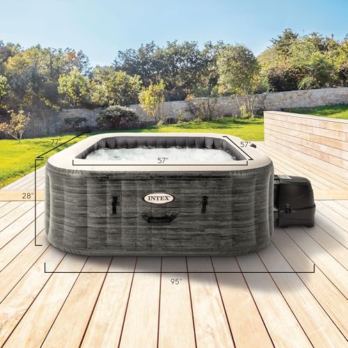 INTEX 28451EP PureSpa Greystone Deluxe Spa Set: Includes Energy Efficient Spa Cover and Wireless Control Panel – Spa Control App – Built-in FastFill