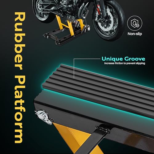VIVOHOME Hydraulic Motorcycle Lift Jack 1500 LBS Capacity Steel ATV Lifts Stand Hoist with Wheels and Handle for Motorcycles, ATVs, Dirt Bikes Red