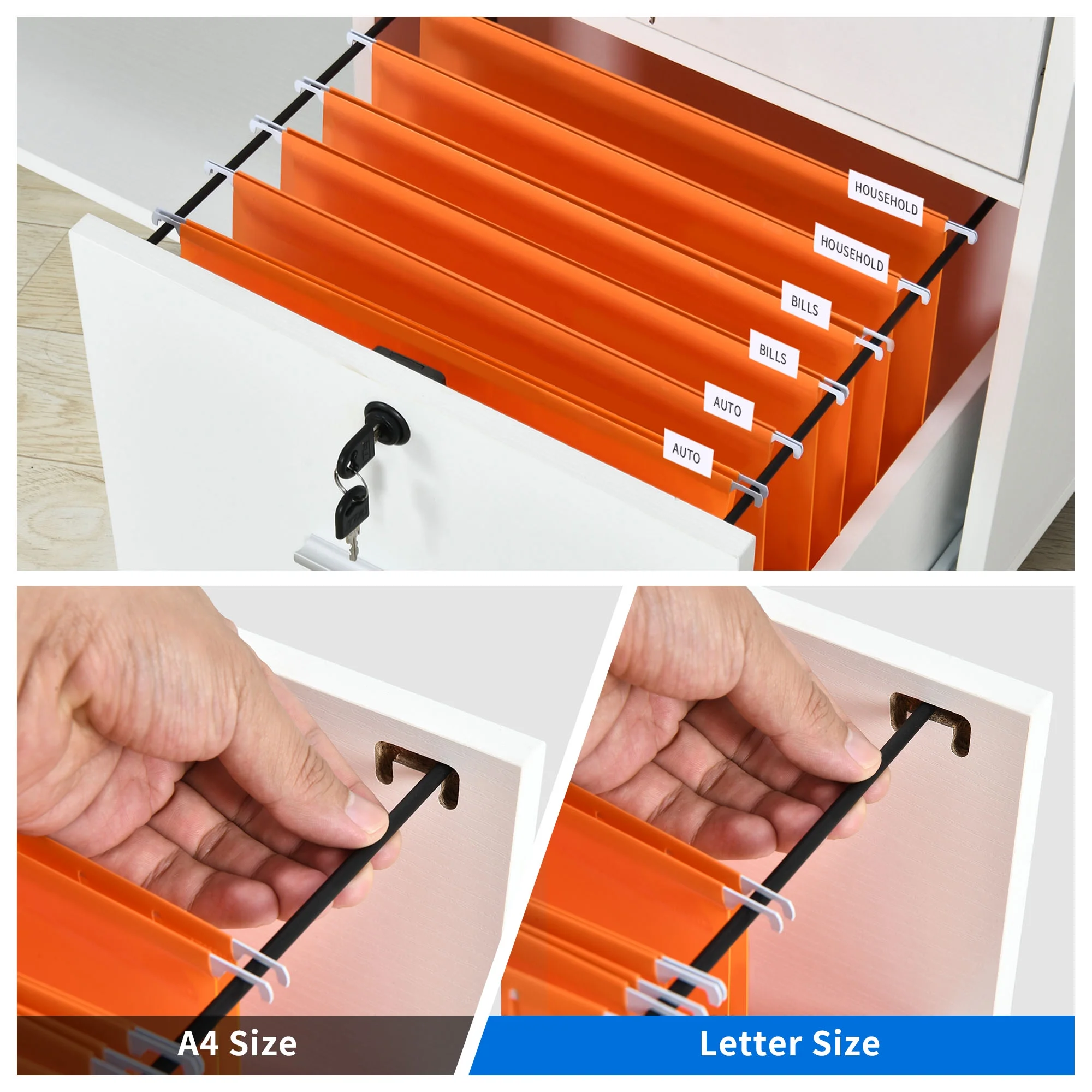 Dextrus 3 Drawer File Cabinet with Charging Station