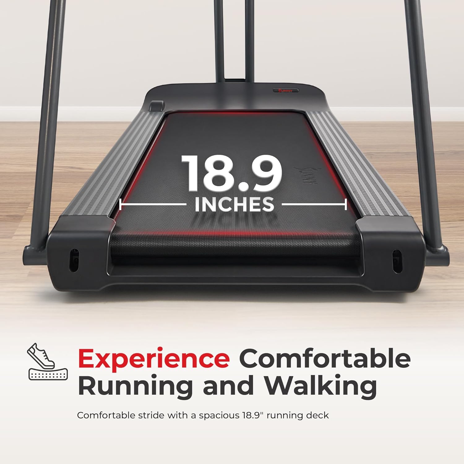 Sunny Health & Fitness Endurance Cardio Running Walking Treadmill with Extended Safety Handrails, Low-Impact
