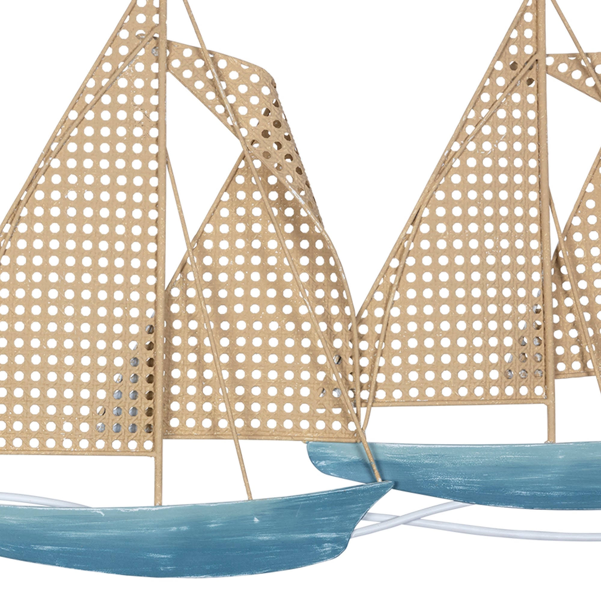 Stratton Home Decor Coastal Cane Webb Sailboats Centerpiece Wall Decor - 37.00 x 2.00 x 19.70