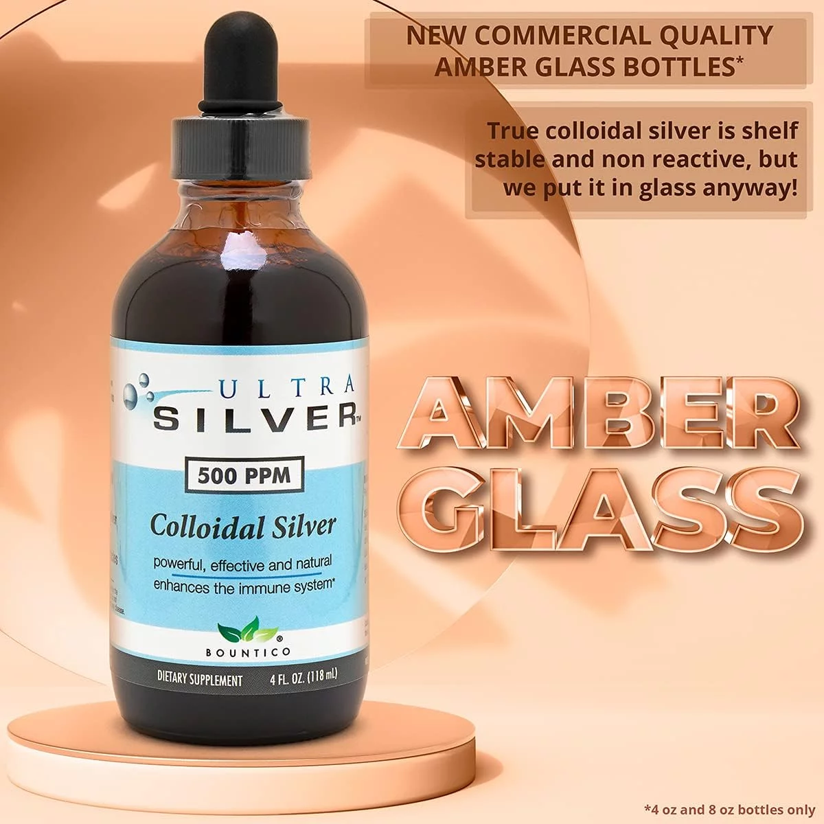 Ultra Silver® Colloidal Silver | 10000 PPM 4 Oz (118mL) | Mineral Supplement | True Colloidal Silver - with Dropper