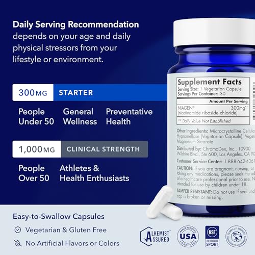 TRU NIAGEN Patented NAD Supplement for Anti Aging and Cell Regeneration, 300mg Niagen, 30 Servings | Supports Cellular Energy, Brain