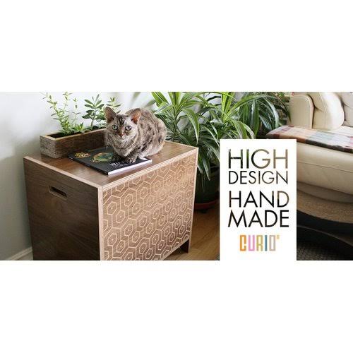 Curio Modern Cat Litter Box in Maple