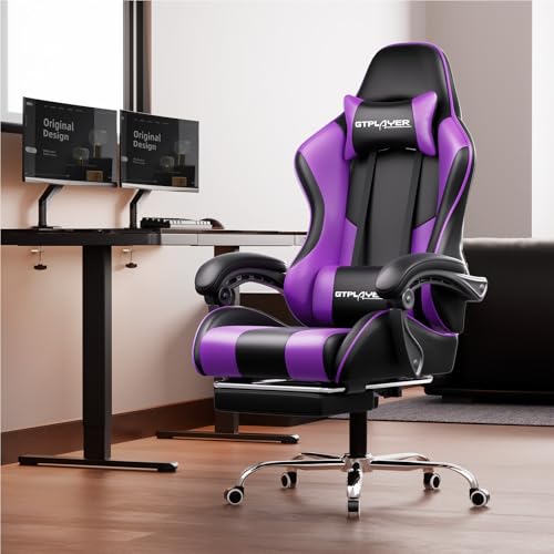 GTPLAYER Gaming Chair, Computer Chair with Footrest and Lumbar Support