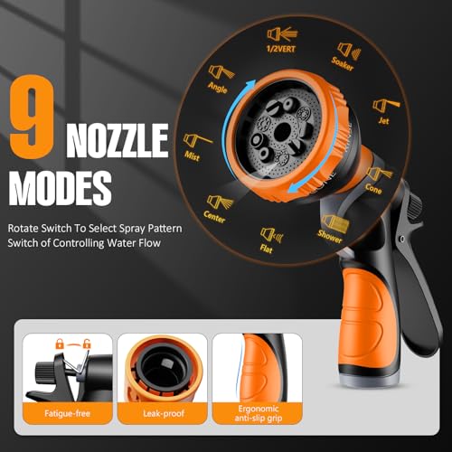 Retractable Garden Hose Reel Outside [1/2 inch ×100 FT], VOTREK Automatic Rewind Wall Mounted Hose Reel [Heavy Duty] with Any Length Lock