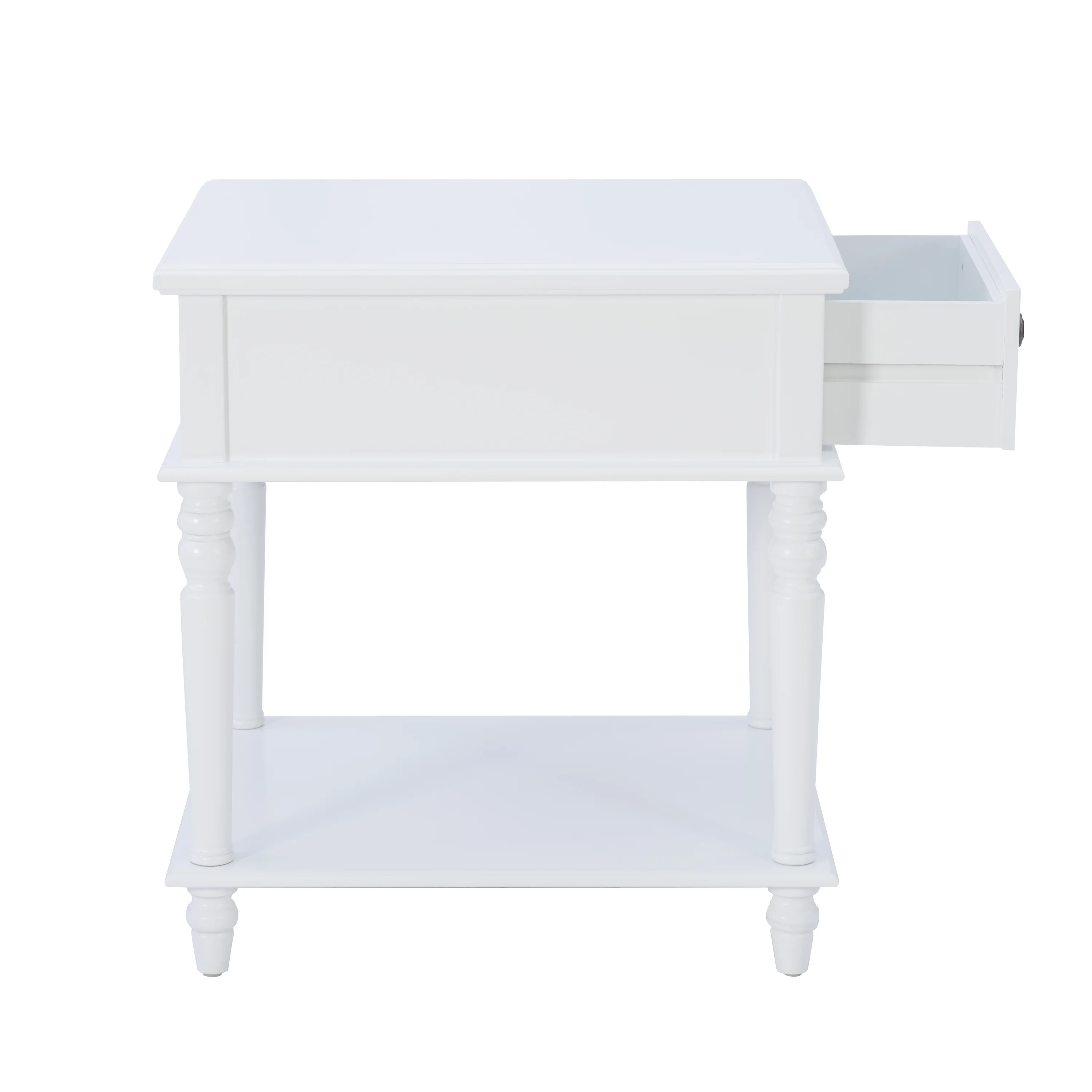 Powell Victoria Single Drawer Indoor Accent Side Table, 26" Tall, White