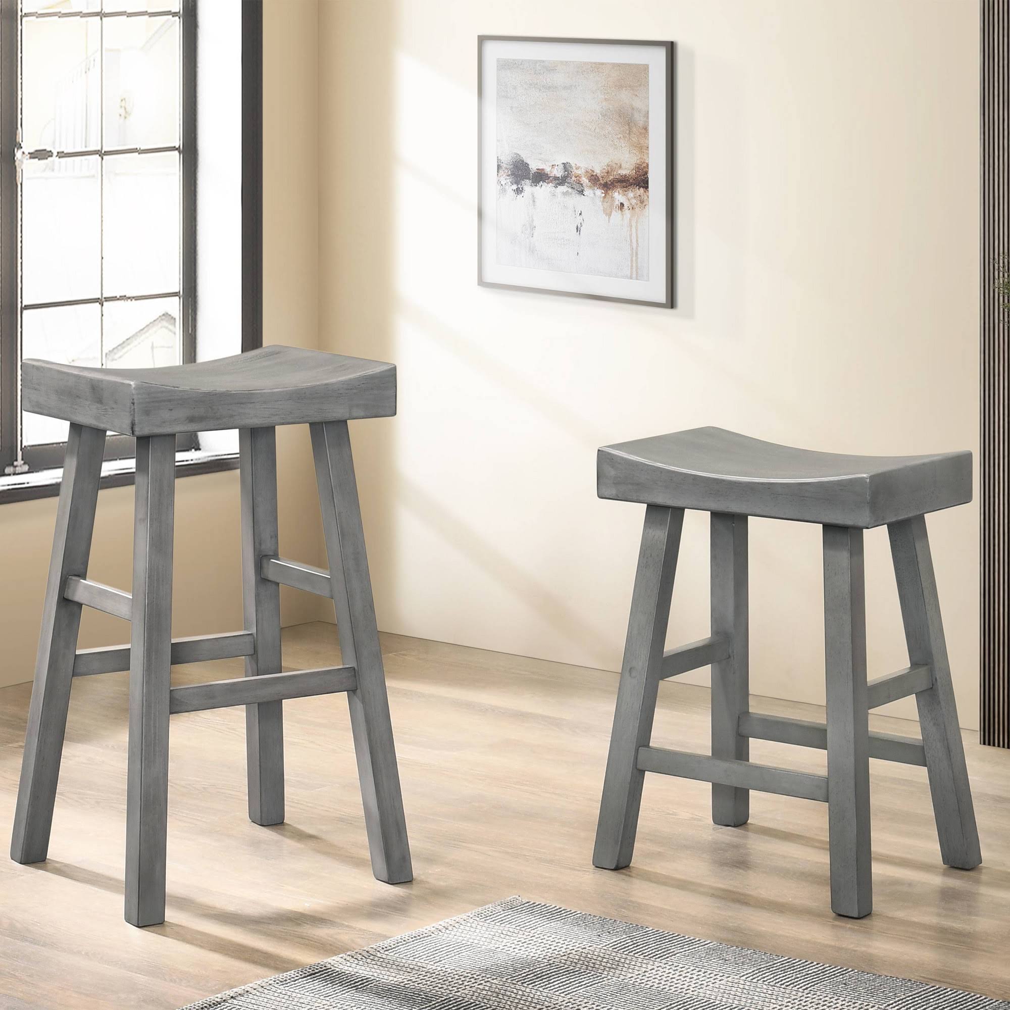 Set of 2 24x22 Lille Seat Height Saddle Stools Antique Gray - HOMES: Inside + Out