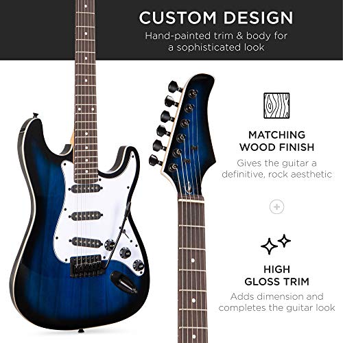 Best Choice Products 39in Full Size Beginner Electric Guitar Starter Kit w/Case, Strap, 10W Amp, Strings, Pick, Tremolo Bar - Sunburst