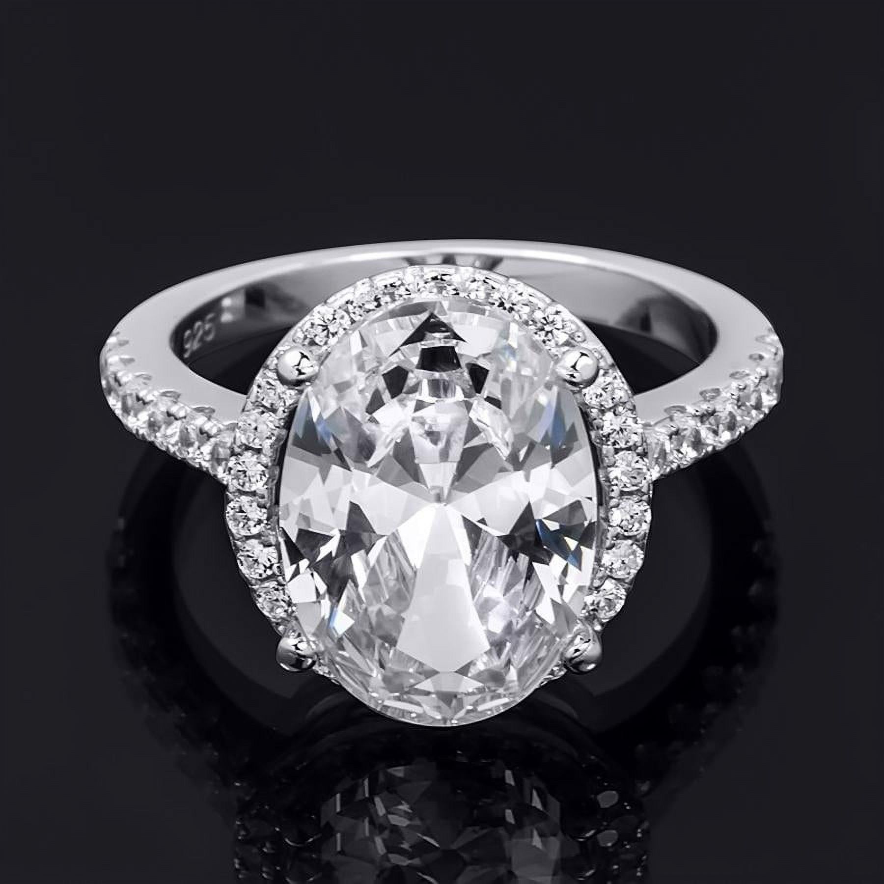 6.0 Carat Womens Promise Engagement Ring Oval Cut Halo Sterling Silver